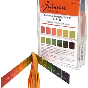 pH Indicator paper, Johnson [10 books of 20 strips]