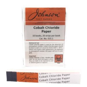 Cobalt Chloride Paper 10 x booklets with 20 strips each (6cm x 1cm)