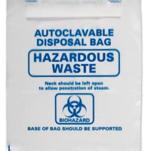 Autoclave disposal bags H × W × thickness 810 mm × 610 mm × 2.0 mm, transparent polypropylene (with blue biohazard labeling ) [Pack of 200]