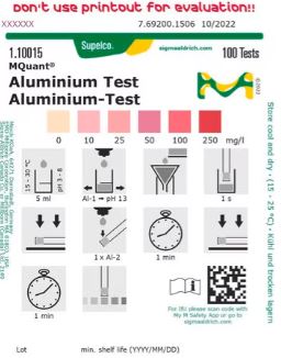 Aluminium Colorimetric Test Strips