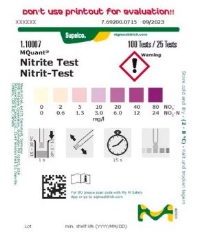Nitrite Test Strips, colorimetric 2-80 mg/L (NO₂⁻), MQuant®