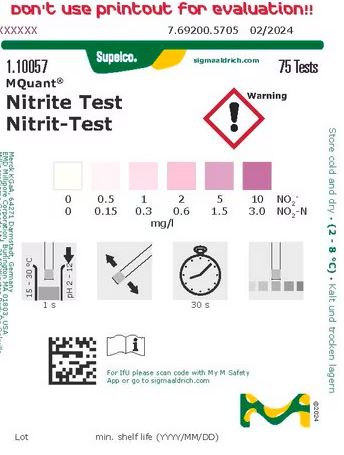 MQuant® Nitrite Test Strips 0.5-10 mg/L (NO₂⁻), colorimetric